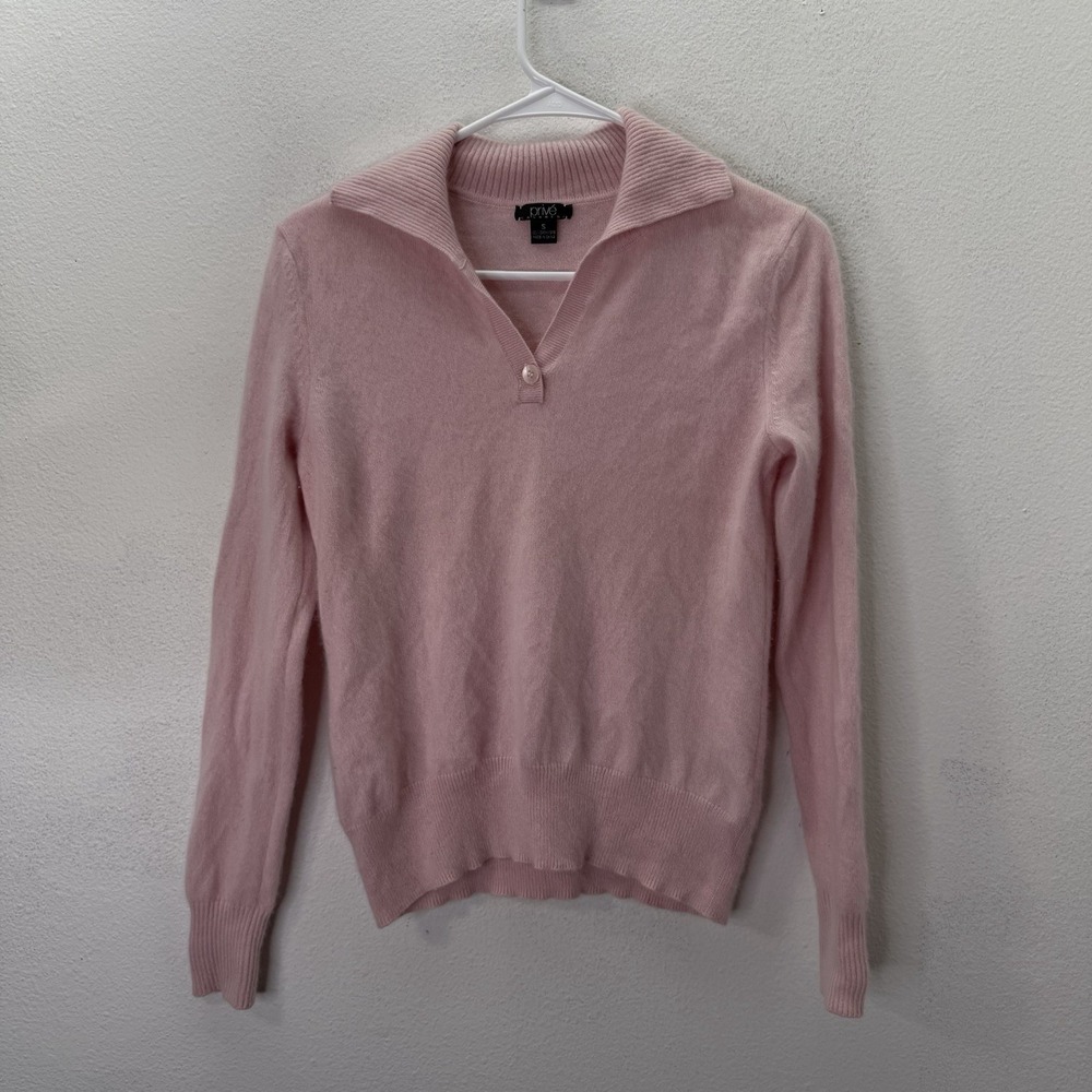 Prive Cashmere Sweater Womens Pink Preppy Collared V Neck Minimalist Softgirl